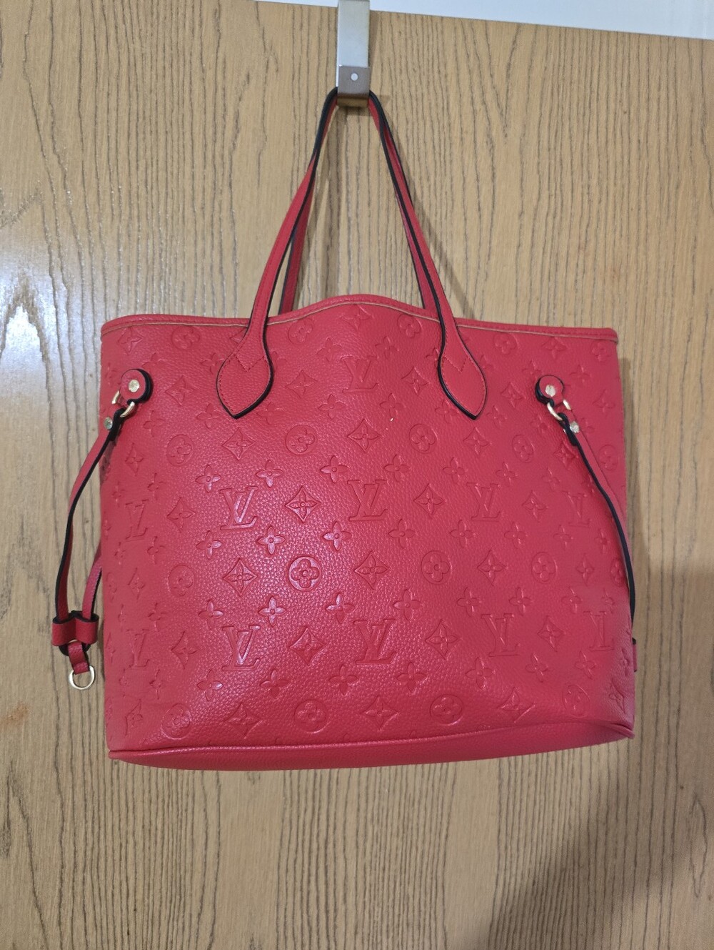 Red Faux Leather Tote Bag No Brand - Picture 2 of 8